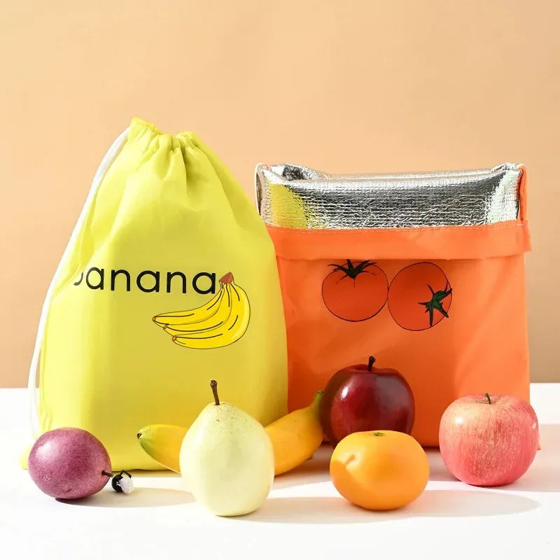 ‌"Insulated Fresh-Keeper Bag - Reusable Storage Organizer for Bananas, Lettuce & Vegetables (Drawstring Closure)"