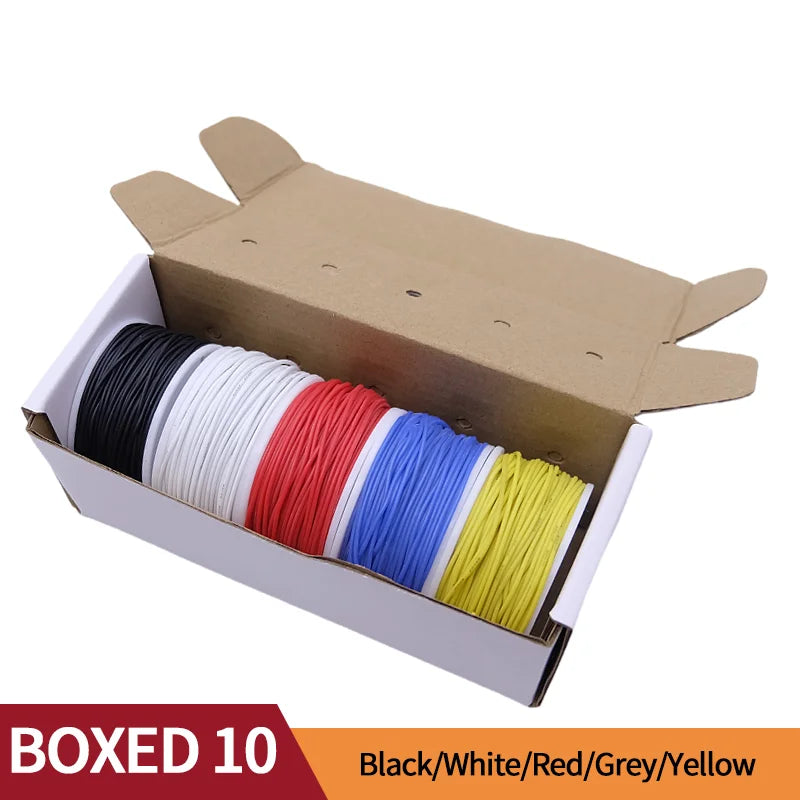 Super Soft Copper Wire Box (5 Colors Mix Kit) Heat Resistant Flexible Silicone 30/28/26/24/22/20AWG Electric Tinned Copper Cable