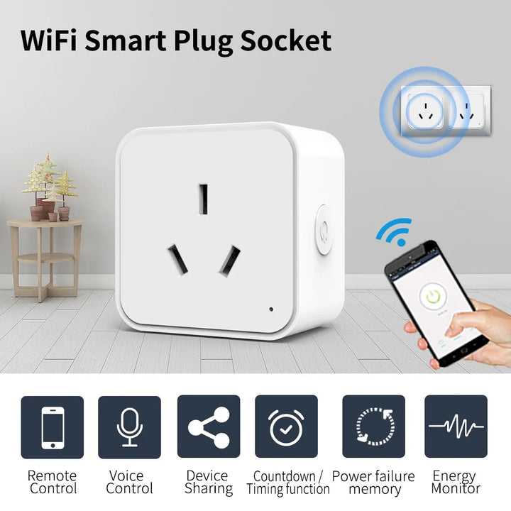 TUYA Australian and New Zealand Standard Smart Socket Voice Control, WiFi, Mobile Phone Remote Timing Control