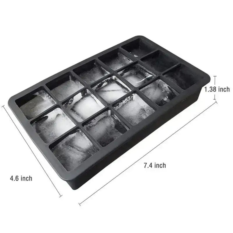 Kitchen Ice Cube Mold Making Tools 15 Grid Silicone Big Tray Mold Non-toxic Durable Bar Pub Wine Ice Blocks Accessories Supplies