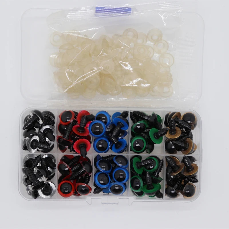 100pcs 5/6//7/8/9/10/12/14/18/20mm Plastic Safety Eyes For Toys Diy Mix Size Crochet Animal Eye For Doll toys  Accessories