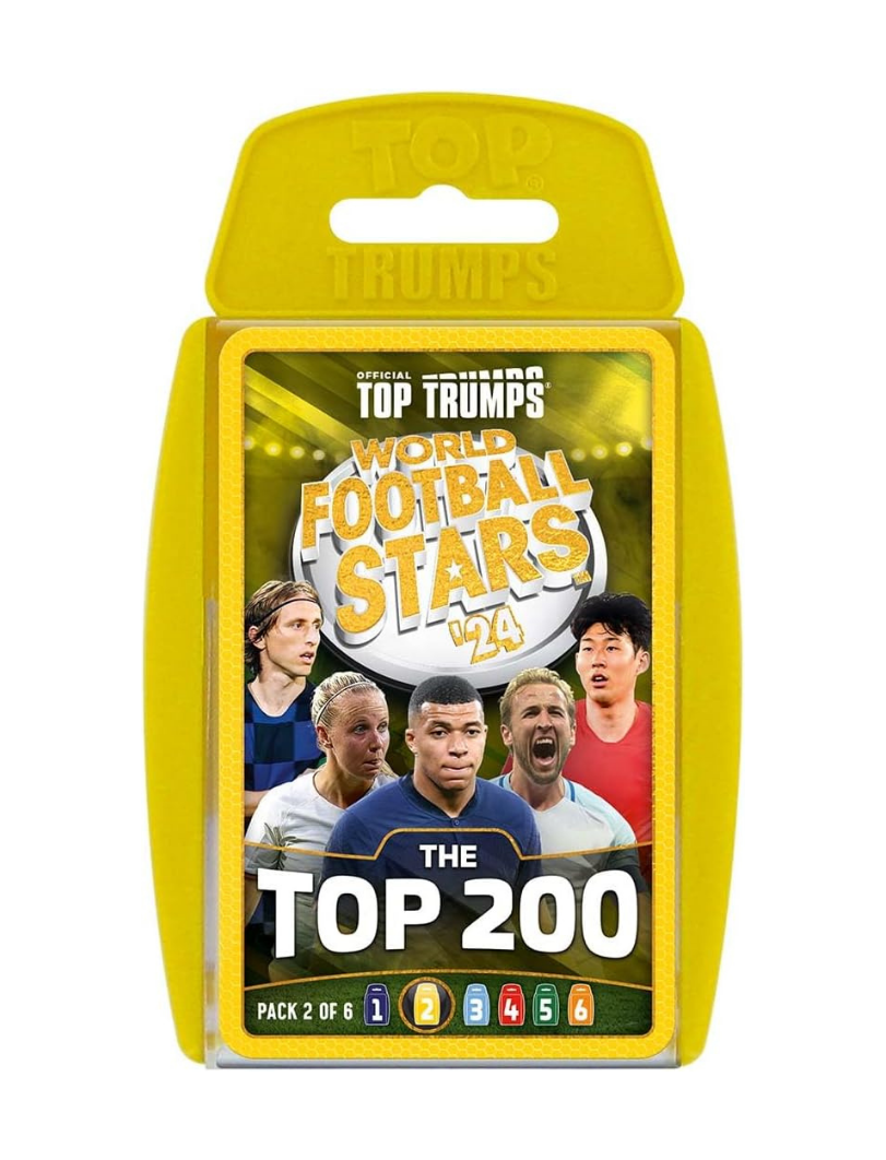 Top Trumps World Football Stars Top 200 Card Game Pack 2, Play with Kylian Mbappe, Beth Mead, Luka Modric and Pernille Harder, educational gift for ages 6 plus