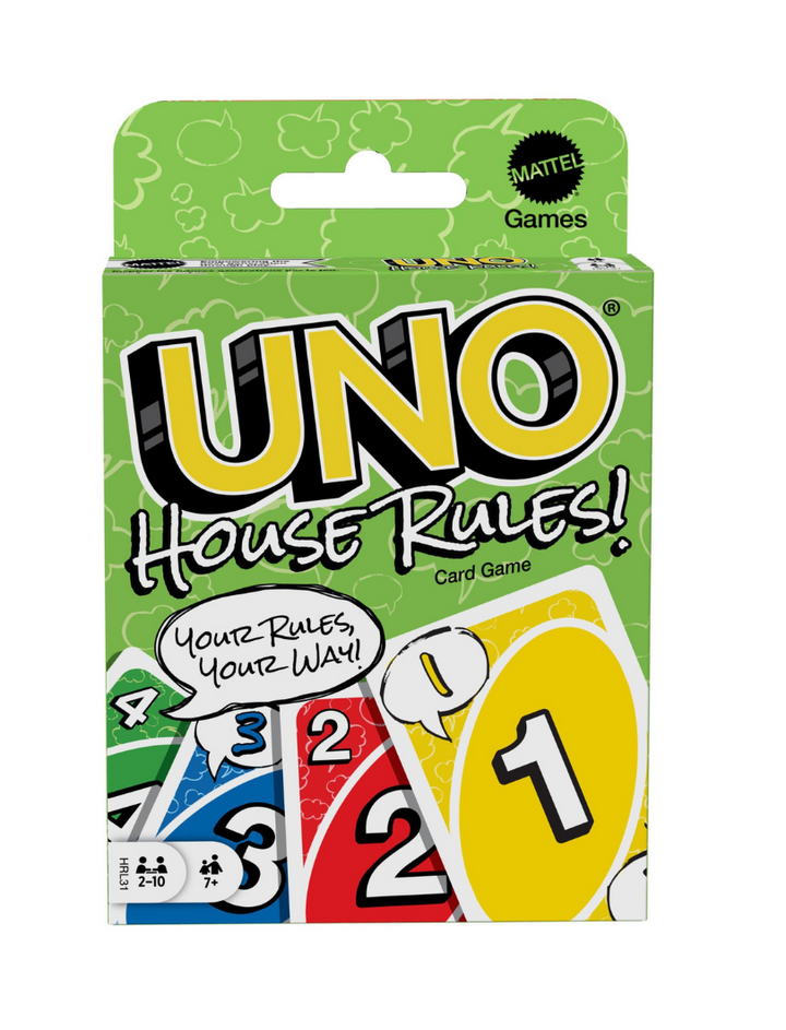 Mattel Games UNO House Rules Card Game for Family Night, Game Night, Travel, Camping & Party, HRL31